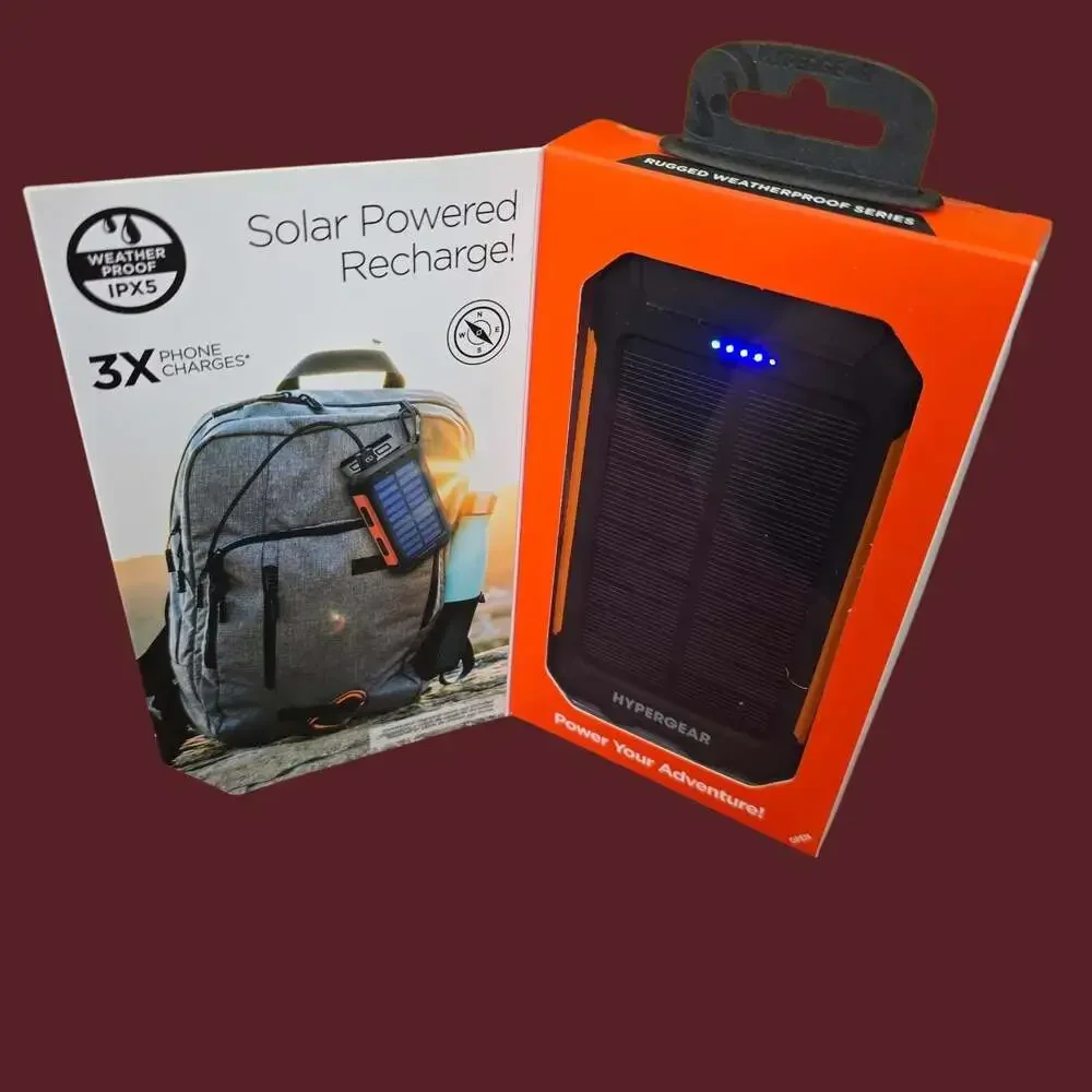 HyperGear 10000mAh Solar Power Bank with Built-in Flashlight and Compass